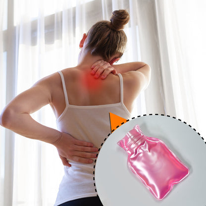 Simple Pink Small Hot Water Bag with Cover for Pain Relief