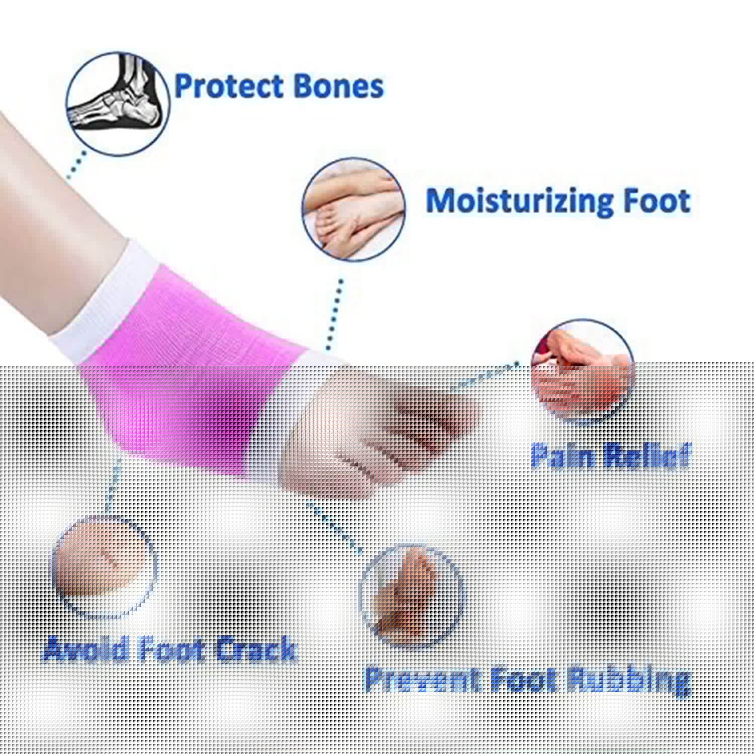 Open toe socks with moisturizing gel, worn on feet