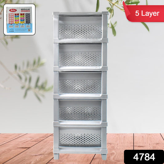 Multi-Purpose Anti-Slip 5 Layer Modular Drawer Storage System (68×33 Cm)